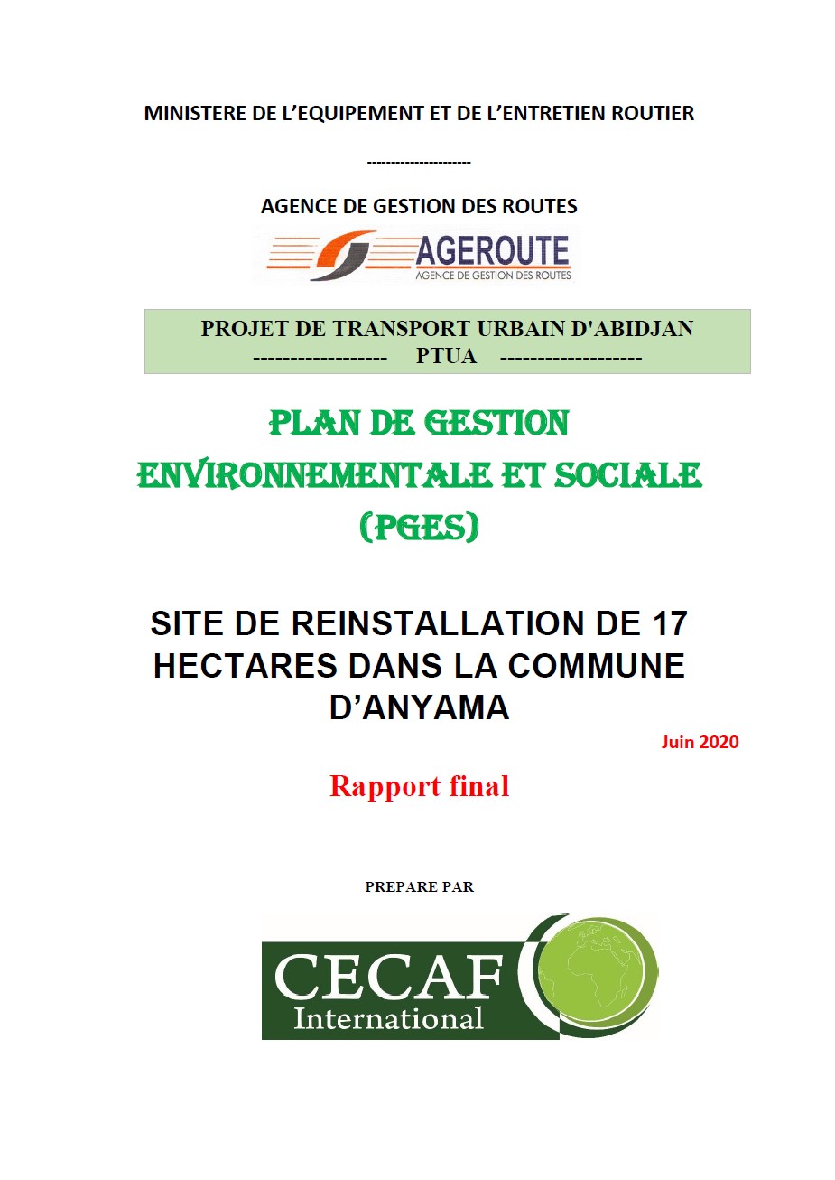 RAPPORT D'ETUDE D'IMPACT ENVIRONNEMENTAL ET SOCIAL (EIES) -